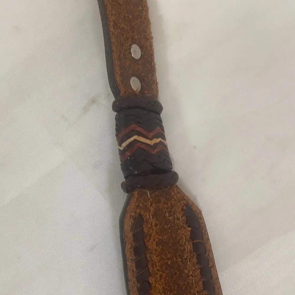 Southwest Top Grain Cowhide Leather Western Belt Beaded NO BUCKLE Size 28